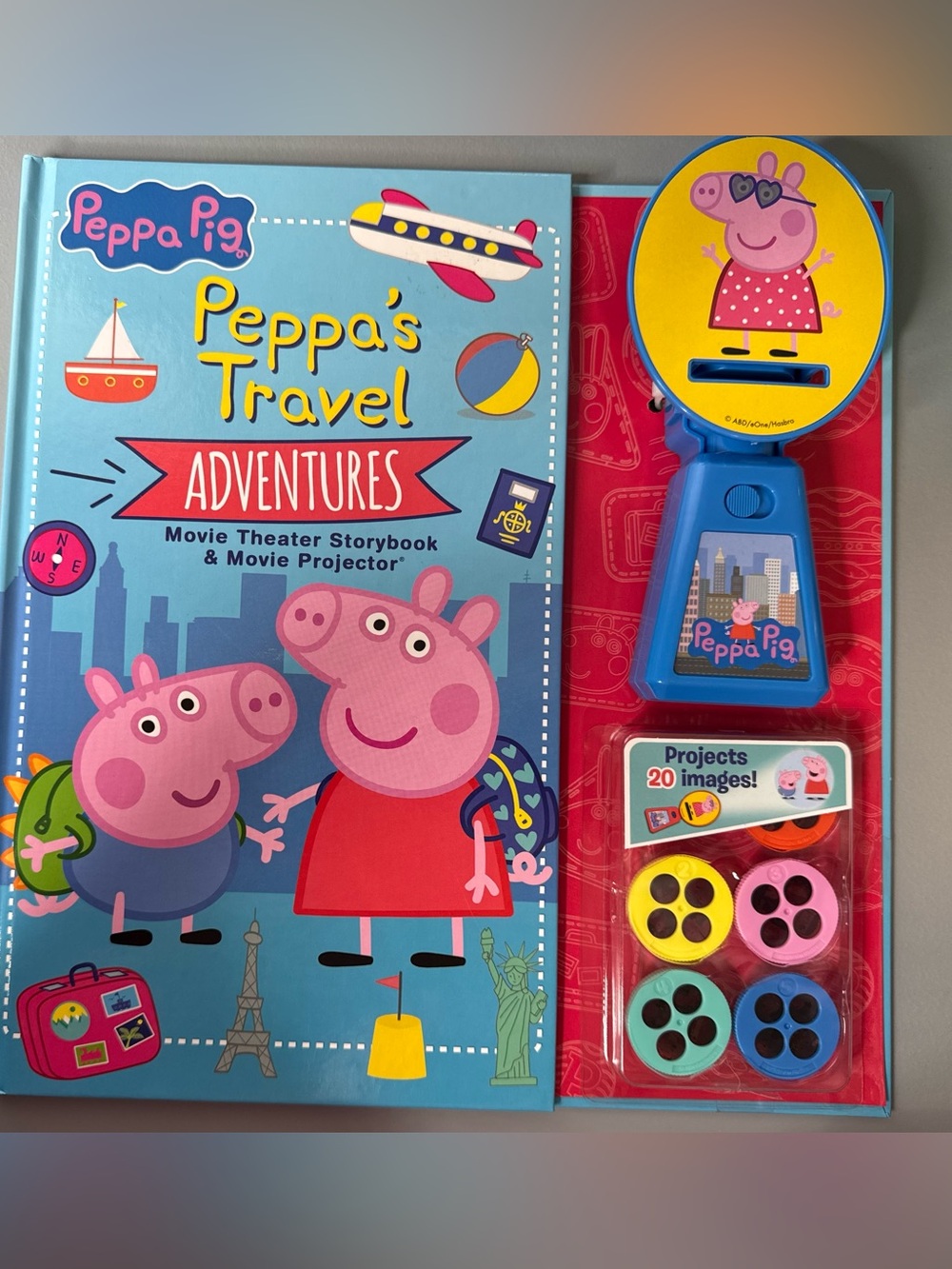 Peppa pig peppa’s travel adventures movie theatre storybook projector hardcover
